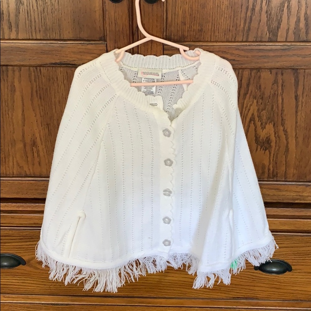 Girls white cover up button sweater